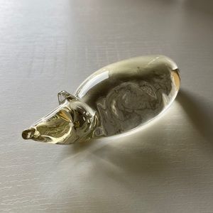 Vintage Glass Rat Mouse Paperweight Clear with slight gold tint blown glass art